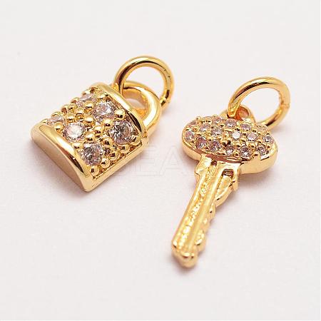 Brass Micro Pave Grade AAA Cubic Zirconia Charms ZIRC-G090-29G-NR-1