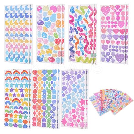 14 Sheets 7 Style Waterproof Laser Plastic Self Adhesive Stickers DIY-SZ0002-72-1