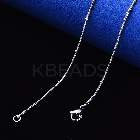 Non-Tarnish 304 Stainless Steel Round Snake Chain Necklace NJEW-S420-009C-P-1