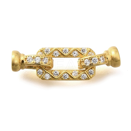 925 Sterling Silver Micro Pave Clear Cubic Zirconia Fold Over Clasps STER-U006-07G-1