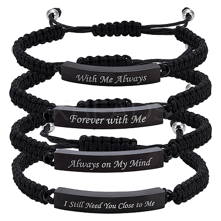 4Pcs 4 Styles Stainless Steel Urn Ashes Link Bracelets BJEW-UN0002-04-1
