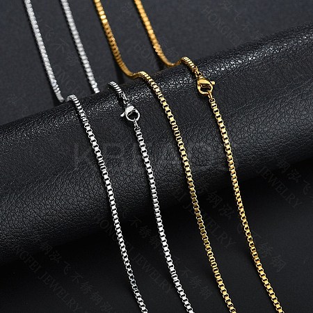 Stainless Steel Box Chain Necklace NJEW-YWC0001-02G-02-1