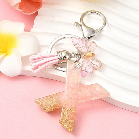 Resin & Acrylic & Faux Suede Tassel Keychain KEYC-YW00123-24-1
