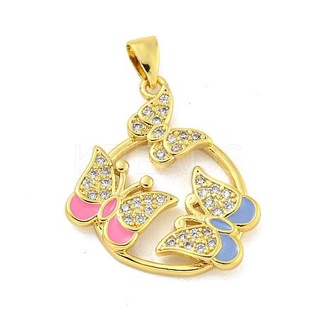 Brass Micro Pave Clear Cubic Zirconia Pendants KK-R159-10G-1