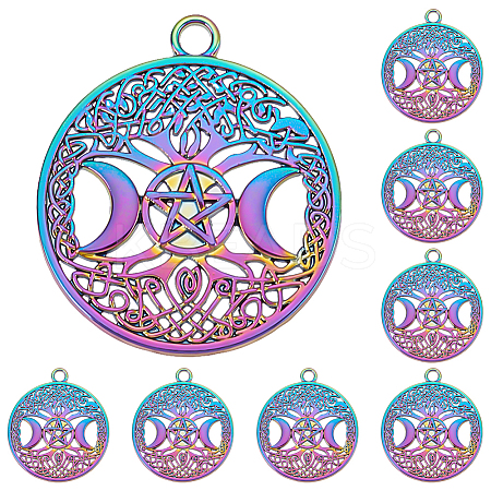 8Pcs Rainbow Color Alloy Pendants FIND-LP0001-39-1