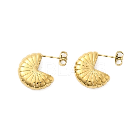 304 Stainless Steel Fan-shaped Stud Earrings for Women EJEW-U020-07G-1