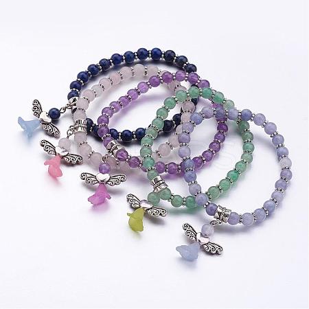 Natural Gemstone Beads Stretch Charm Bracelets BJEW-JB02592-1