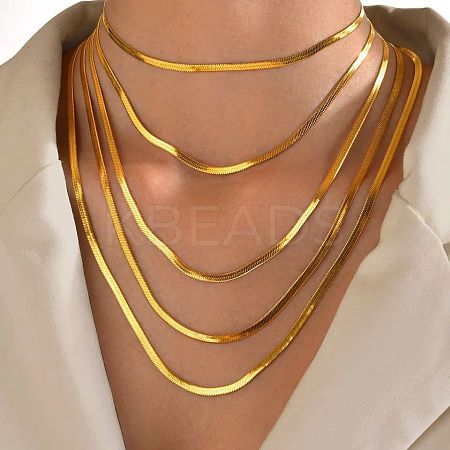 304 Stainless Steel Snake Chain Necklaces for Women WG80FEF-04-1