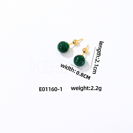 Handmade Fashion Synthetic Malachite Stainless Steel Bead Earrings Accessories for Autumn/Winter VH6205-1-1