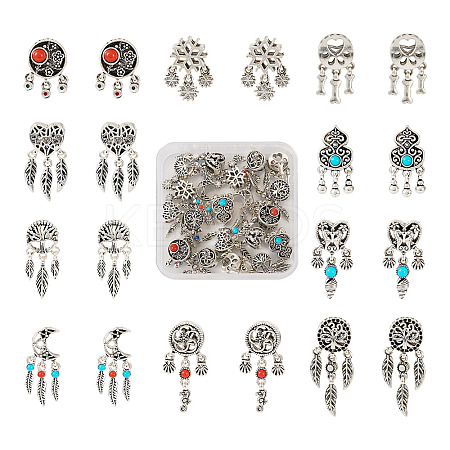 20Pcs 10 Styles Tibetan Style Alloy European Dangle Charms FIND-KS0001-30-1