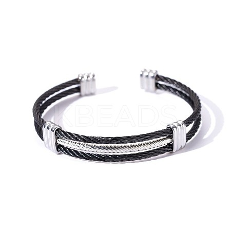 Braided 304 Stainless Steel Cuff Bangles for Men Women FS-WGA6616-03-1