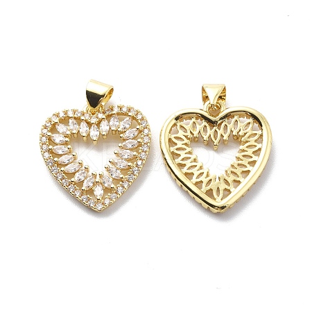 Brass Clear Cubic Zirconia Pendants KK-G446-09G-1