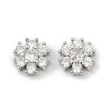 Brass Micro Pave Clear Cubic Zirconia Cabochons KK-P302-13P-1