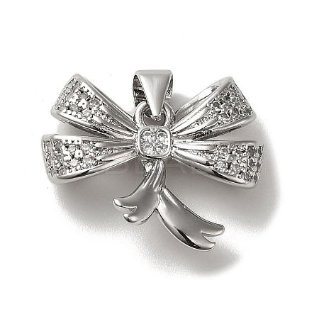 Rack Plating Brass Micro Pave Clear Cubic Zirconia Pendants KK-R158-04P-1