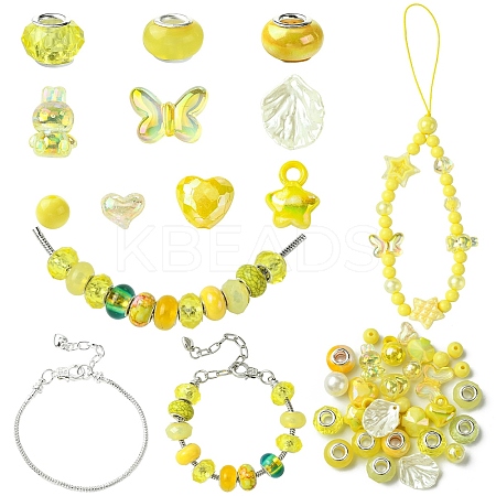 DIY Acrylic Beads & Brass European Style Bracelet Making Kits DIY-YW0012-21D-1