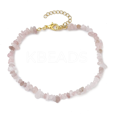Natural Rose Quartz Anklets AJEW-AN00592-07-1