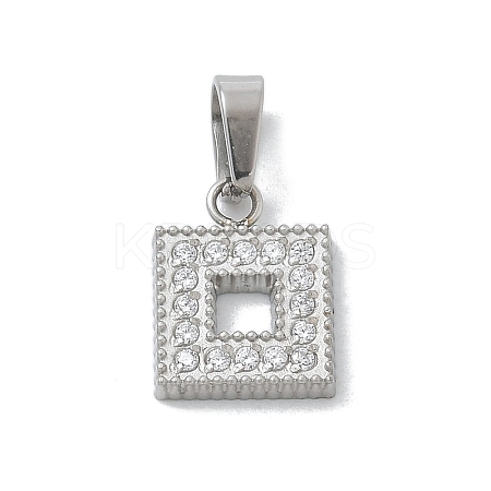 Ion Plating(IP) 304 Stainless Steel Micro Pave Cubic Zirconia Pendants STAS-Z107-06P-02-1