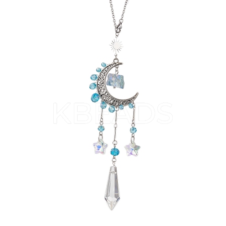 Alloy Moon Window Hanging Prism Ornaments HJEW-TA00284-03-1