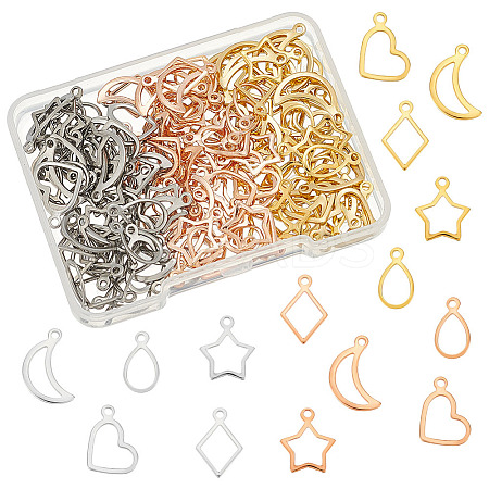 150Pcs 15 Styles 304 Stainless Steel Open Pendants STAS-WR0001-19A-1