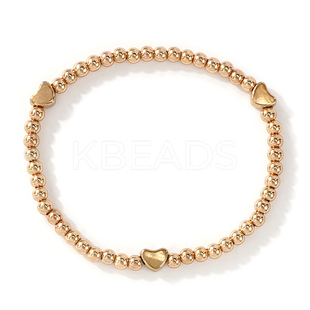 Round and Heart Brass Beaded Stretch Bracelets for Women Jewelry Accessories GV4770-2-1