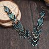 Bohemian Handmade Glass Seed Beads Rhombus Long Tassel Dangle Earrings AP6965-3