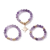3Pcs 3 Styles Natural Mixed Gemstone Beaded Stretch Rings Set RJEW-JR00647-3