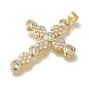 Cross Rack Plating Brass Micro Pave Clear Cubic Zirconia Pendant KK-U019-17G-02-2