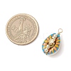 Printed Natural Cowrie Shell Copper Wire Wrapped Pendants PALLOY-JF03954-01-2
