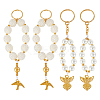 4Pcs 2 Style Glass & CCB Plastic Keychain KEYC-GA00005-1