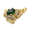 Rack Plating Brass Micro Pave Green Cubic Zirconia Pendants KK-C047-01B-G-2