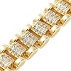 Rack Plating Brass Pave Clear Cubic Zirconia Rectangle Link Chain Bracelets for Women BJEW-R317-16G-3