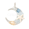 Ocean Natural Aquamarine Chip & Natural Spiral Shell Wire Wrapped Pendants PALLOY-TA00439-1