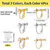 18Pcs 3 Colors Brass Clip-on Earring Findings KK-SC0006-61A-2