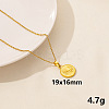 304 Stainless Steel Flat Round with Hand Pendant Necklaces IS6565-8-1