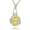Silver Color Plated Brass Hollow Round Cage Pendants KK-J235-10S-2