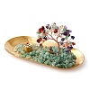 Natural Gemstone Chips with Brass Incense Burner Holder DJEW-G027-19RG-02-2