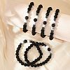8mm Round Frosted Natural Obsidian & Howlite & Lava Rock Beaded Stretch Bracelets for Women Men AC1855-1-2