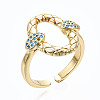 Brass Micro Pave Cubic Zirconia Cuff Rings RJEW-S045-070-NR-5