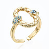 Brass Micro Pave Cubic Zirconia Cuff Rings RJEW-S045-070-NR-5