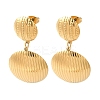 Textured Half Round Ion Plating(IP) 304 Stainless Steel Stud Earrings for Women EJEW-L287-015G-1