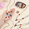 Wood Cross with Acrylic Beaded Pendant Necklaces for Women NJEW-AB00012-3