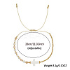 Adjustable Glass & Brass Beads Braided Bead Bracelets TB8315-1-2