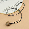 Wood Heart Pendant Adjustable Black Waxed Cord Necklaces for Women FS-WG059F7-01-3