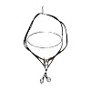 Oval with Flat Round Alloy with Imitation Leather Cord Pendant Necklaces FS-WGE6D6A-01-3