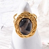 Oval Natural Banded Agate Finger Rings RJEW-M063-01G-14-4