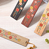 4Pcs 4 Colors Wooden Rectangle with Flower Bookmarks AJEW-GF0011-64-6