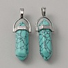 Synthetic Turquoise Dyed Double Terminal Pointed Pendants G-WH0016-37F-1