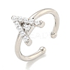 Rack Plating Brass Open Cuff Rings for Women RJEW-F162-01P-A-1