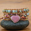 Bohemia Style Heart Natural Rhodochrosite & Shoushan Beads Multi-strand Bracelets FS-WGBC1C4-01-3
