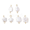 3Pcs 3 Styles Natural Keshi Pearl Connector Charms PALLOY-JF04243-1